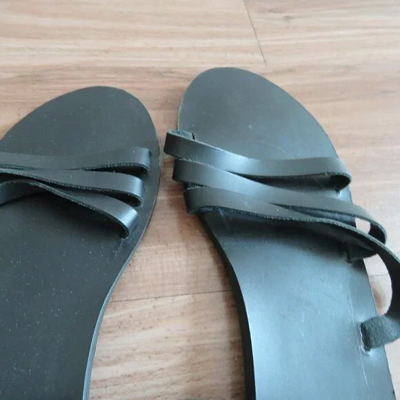 ANCIENT GREEK SANDALS Ikaria Wing Open Toe Sandals in Black Leather Size US 11 - Picture 11 of 13